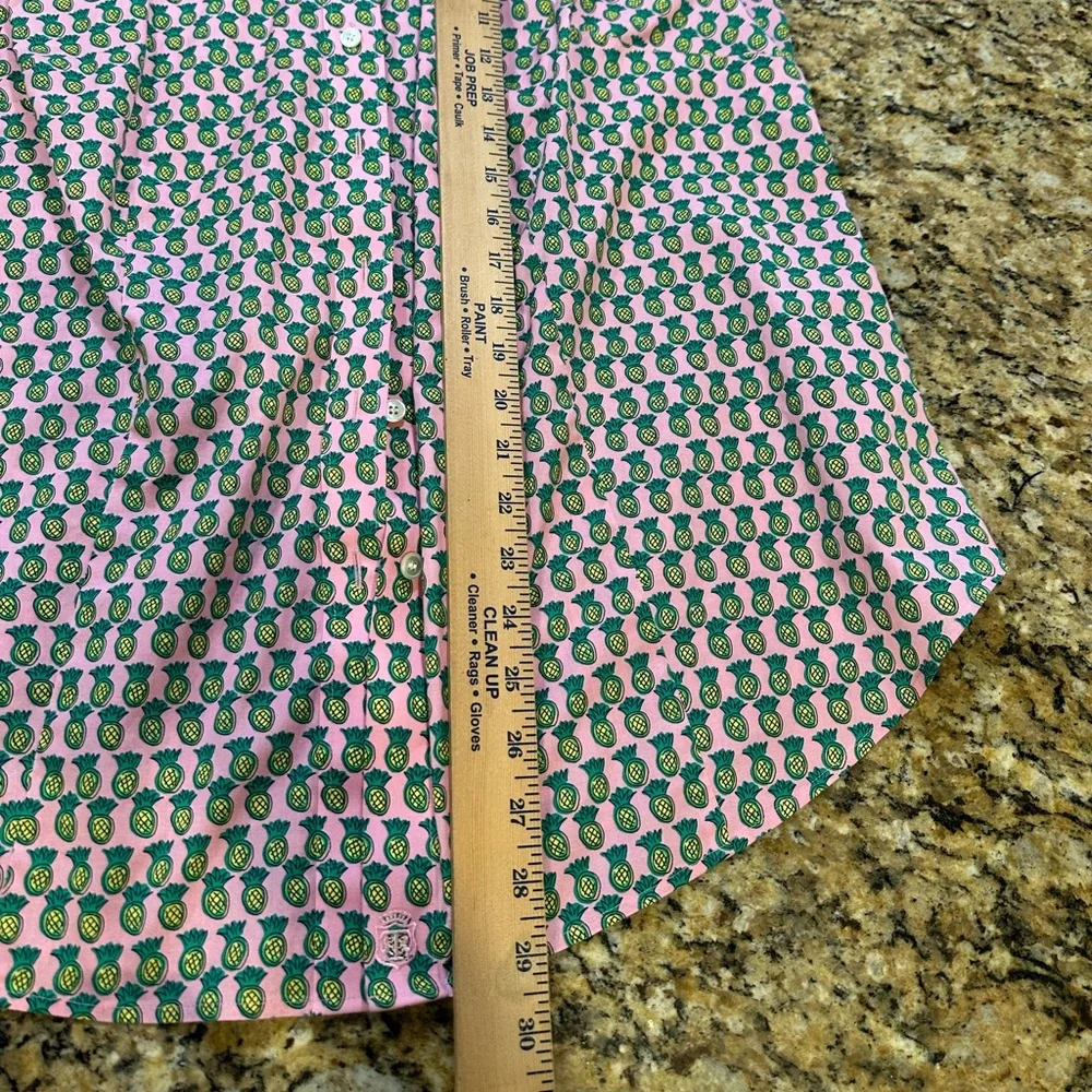 Talbots women’s pink Pineapple pint Scallop sleeve soreness Blouse plus sz 16W - Picture 7 of 8